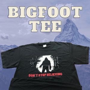 "DON'T STOP BELIEVING" BIGFOOT Original Design by MAVERICK TEES Men's tee